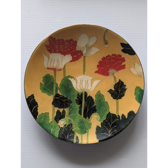 Cloisonné Red Poppy Plate 7" MET Museum Tawaraya Sōsetsu Japanese Art Edo Period - Picture 2 of 5